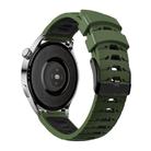 Kalebol 22mm Universal Three Row Holes Silicone Watch Band(Green Black) - 2