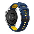 Kalebol 22mm Universal Three Row Holes Silicone Watch Band(Blue Yellow) - 2