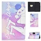 For Samsung Galaxy Tab A7 10.4 2020 T500 Colored Drawing Electric Pressed Horizontal Flip Leather Case, with Holder & Card Slots(Pink Horse) - 1