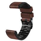 For Garmin QuickFit 26mm Kalebol Crocodile Texture Silicone Leather Watch Band(Coffee) - 2