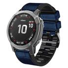 For Garmin QuickFit 26mm Kalebol Crocodile Texture Silicone Leather Watch Band(Dark Blue) - 1