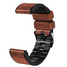 For Garmin QuickFit 26mm Kalebol Crocodile Texture Silicone Leather Watch Band(Brown) - 2