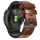 For Garmin QuickFit 26mm Kalebol Crocodile Texture Silicone Leather Watch Band(Brown) - 3