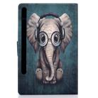 For Samsung Galaxy Tab S8 / Galaxy Tab S7 T870 Electric Pressed Left Right Flat Leather Case with Sleep Function Pen Cover & Card Slot & Holder(Elephant) - 3