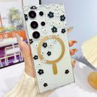 For Samsung Galaxy S24 Ultra 5G Dual-side Laminating IMD MagSafe Phone Case(Black and White Daisy) - 1