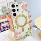 For Samsung Galaxy S23 Ultra 5G Dual-side Laminating IMD MagSafe Phone Case(Pink Flowers) - 1