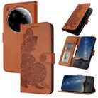For Xiaomi 15 Ultra Datura Flower Embossed Flip Leather Phone Case(Brown) - 1