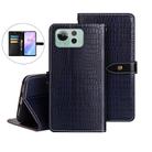 For Asus Zenfone 12 Ultra idewei Crocodile Texture Leather Phone Case(Dark Blue) - 1