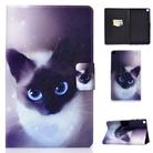 For Samsung Galaxy Tab A7 10.4 2020 T500 Colored Drawing Electric Pressed Horizontal Flip Leather Case, with Holder & Card Slots(Blue Eyes Cat) - 1