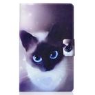 For Samsung Galaxy Tab A7 10.4 2020 T500 Colored Drawing Electric Pressed Horizontal Flip Leather Case, with Holder & Card Slots(Blue Eyes Cat) - 2