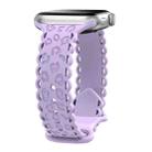 For Apple Watch 46mm / 49mm / 45mm / 44mm Lace Laser Engraved Leopard Silicone Watch Band(Light Purple) - 1