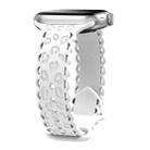 For Apple Watch 42mm / 41mm / 40mm / 38mm Lace Laser Engraved Leopard Silicone Watch Band(White) - 1