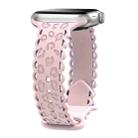 For Apple Watch 42mm / 41mm / 40mm / 38mm Lace Laser Engraved Leopard Silicone Watch Band(Pink Sand) - 1