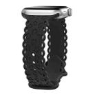 For Apple Watch 42mm / 41mm / 40mm / 38mm Lace Laser Engraved Leopard Silicone Watch Band(Black) - 1
