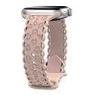 For Apple Watch 42mm / 41mm / 40mm / 38mm Lace Laser Engraved Leopard Silicone Watch Band(Milk Tea) - 1