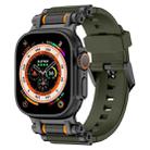 For Apple Watch 46mm / 49mm / 45mm / 44mm Armor Gear Silicone Watch Band(Black Green) - 1