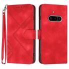 For Nothing Phone 3a Line Pattern Skin Feel Leather Phone Case(Red) - 1