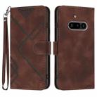 For Nothing Phone 3a Line Pattern Skin Feel Leather Phone Case(Coffee) - 1