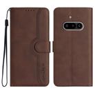 For Nothing Phone 3a Heart Pattern Skin Feel Leather Phone Case(Brown) - 1