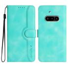 For Nothing Phone 3a Heart Pattern Skin Feel Leather Phone Case(Light Blue) - 1