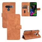 For LG G8s ThinQ Solid Color Skin Feel Magnetic Buckle Horizontal Flip Calf Texture PU Leather Case with Holder & Card Slots & Wallet(Brown) - 1