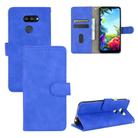 For LG K40S Solid Color Skin Feel Magnetic Buckle Horizontal Flip Calf Texture PU Leather Case with Holder & Card Slots & Wallet(Blue) - 1