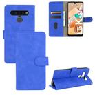 For LG K41S / K51S Solid Color Skin Feel Magnetic Buckle Horizontal Flip Calf Texture PU Leather Case with Holder & Card Slots & Wallet(Blue) - 1