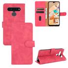 For LG K41S / K51S Solid Color Skin Feel Magnetic Buckle Horizontal Flip Calf Texture PU Leather Case with Holder & Card Slots & Wallet(Rose Red) - 1