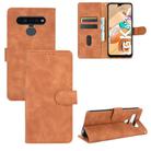 For LG K41S / K51S Solid Color Skin Feel Magnetic Buckle Horizontal Flip Calf Texture PU Leather Case with Holder & Card Slots & Wallet(Brown) - 1