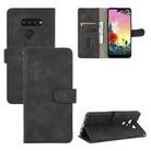 For LG K50S Solid Color Skin Feel Magnetic Buckle Horizontal Flip Calf Texture PU Leather Case with Holder & Card Slots & Wallet(Black) - 1