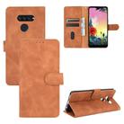 For LG K50S Solid Color Skin Feel Magnetic Buckle Horizontal Flip Calf Texture PU Leather Case with Holder & Card Slots & Wallet(Brown) - 1