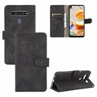 For LG K61 / Q61 Solid Color Skin Feel Magnetic Buckle Horizontal Flip Calf Texture PU Leather Case with Holder & Card Slots & Wallet(Black) - 1