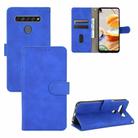 For LG K61 / Q61 Solid Color Skin Feel Magnetic Buckle Horizontal Flip Calf Texture PU Leather Case with Holder & Card Slots & Wallet(Blue) - 1