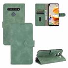 For LG K61 / Q61 Solid Color Skin Feel Magnetic Buckle Horizontal Flip Calf Texture PU Leather Case with Holder & Card Slots & Wallet(Green) - 1