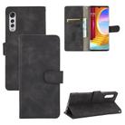 For LG Velvet Solid Color Skin Feel Magnetic Buckle Horizontal Flip Calf Texture PU Leather Case with Holder & Card Slots & Wallet(Black) - 1