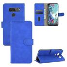 For LG Q70 Solid Color Skin Feel Magnetic Buckle Horizontal Flip Calf Texture PU Leather Case with Holder & Card Slots & Wallet(Blue) - 1