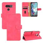 For LG Q70 Solid Color Skin Feel Magnetic Buckle Horizontal Flip Calf Texture PU Leather Case with Holder & Card Slots & Wallet(Rose Red) - 1