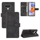 For LG Stylo 6 Solid Color Skin Feel Magnetic Buckle Horizontal Flip Calf Texture PU Leather Case with Holder & Card Slots & Wallet(Black) - 1