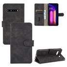 For LG V60 ThinQ 5G Solid Color Skin Feel Magnetic Buckle Horizontal Flip Calf Texture PU Leather Case with Holder & Card Slots & Wallet(Black) - 1