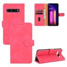 For LG V60 ThinQ 5G Solid Color Skin Feel Magnetic Buckle Horizontal Flip Calf Texture PU Leather Case with Holder & Card Slots & Wallet(Rose Red) - 1