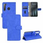 For HTC Desire 20 Pro Solid Color Skin Feel Magnetic Buckle Horizontal Flip Calf Texture PU Leather Case with Holder & Card Slots & Wallet(Blue) - 1