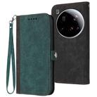 For Xiaomi 15 Ultra Side Buckle Double Fold Hand Strap Leather Phone Case(Dark Green) - 1