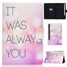 For Samsung Galaxy Tab S8 / Galaxy Tab S7 T870 Electric Pressed Colored Drawing Horizontal Flip Leather Case with Holder & Card Slots & Sleep / Wake-up function(Pink Background English) - 1