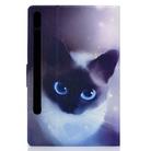 For Samsung Galaxy Tab S8 / Galaxy Tab S7 T870 Electric Pressed Colored Drawing Horizontal Flip Leather Case with Holder & Card Slots & Sleep / Wake-up function(Blue Eyed Cat) - 3