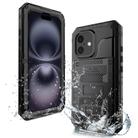 For iPhone 16 Four-proof Metal Hybrid Silicone Phone Case(Black) - 1