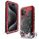 For iPhone 15 Pro Four-proof Metal Hybrid Silicone Phone Case(Red) - 1