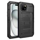 For iPhone 15 Four-proof Metal Hybrid Silicone Phone Case(Black) - 1