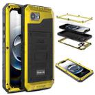 For iPhone 16e Four-proof Metal Hybrid Silicone Phone Case(Yellow) - 1