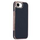 For iPhone 16e Electroplating Soft Side Sticker Leather MagSafe Phone Case(Black) - 1