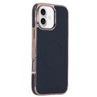 For iPhone 16 Plus Electroplating Soft Side Sticker Leather MagSafe Phone Case(Black) - 1